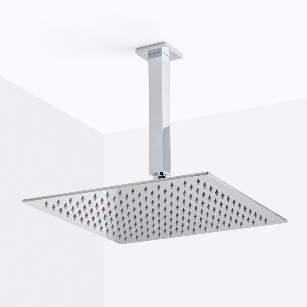 Devon 2-3 Way Shower Set With Hand Shower Set - Ceiling Mount - 12" Brass/Polished Chrome