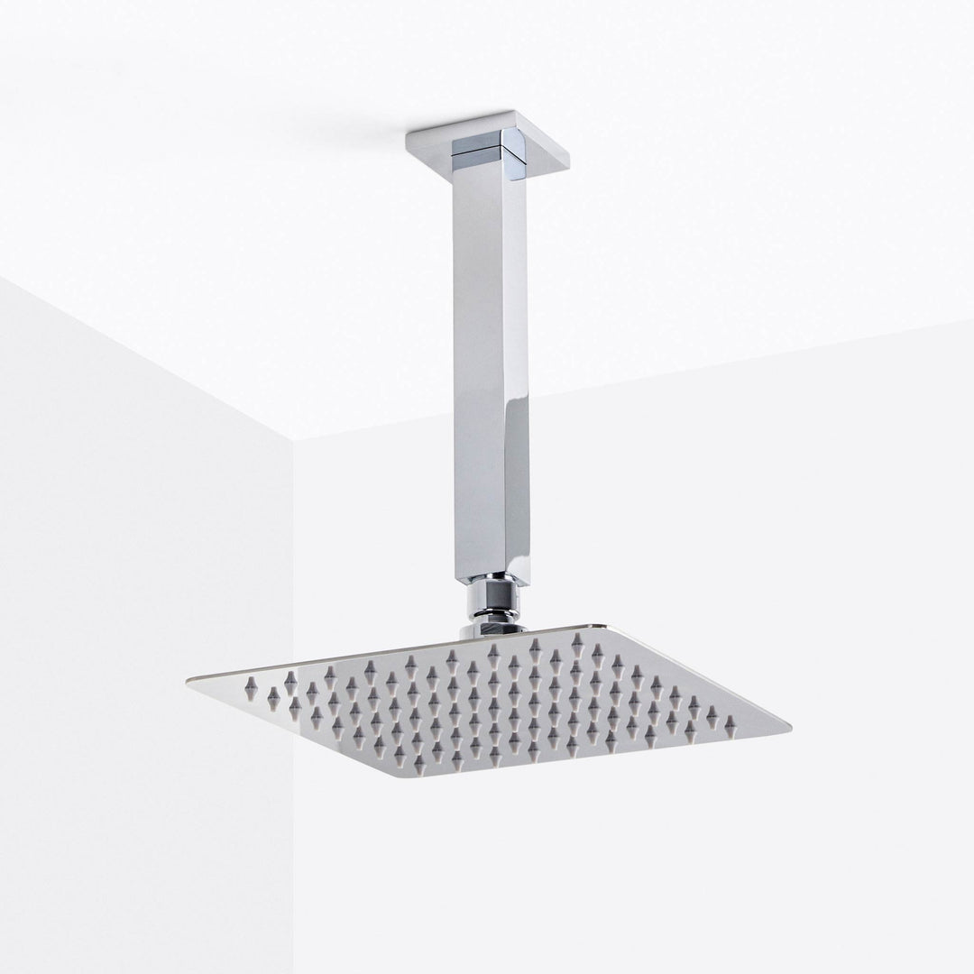 Devon 2-3 Way Shower Set With Hand Shower Set- Ceiling Mount - 8" Brass/Polished Chrome