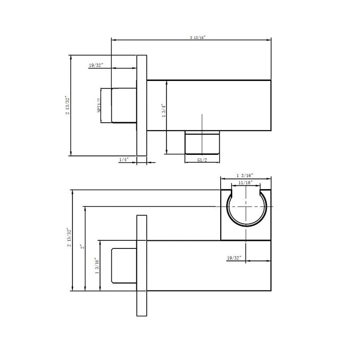 Devon 2-3 Way Shower Set With Hand Shower Set- Ceiling Mount - 8" Brass/Polished Chrome