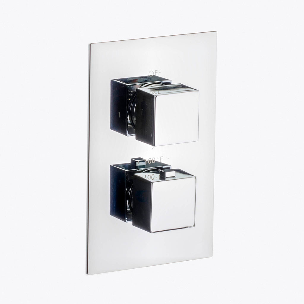 Devon 3 Way Thermostatic Complete Shower Set: 12" Ceiling &amp; 4" Wall Mount Shower Heads with Handheld - Brass/Polished Chrome