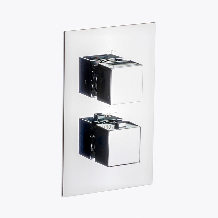 Devon 3 Way Thermostatic Complete Shower Set: 12" Ceiling &amp; 4" Wall Mount Shower Heads with Handheld - Brass/Polished Chrome
