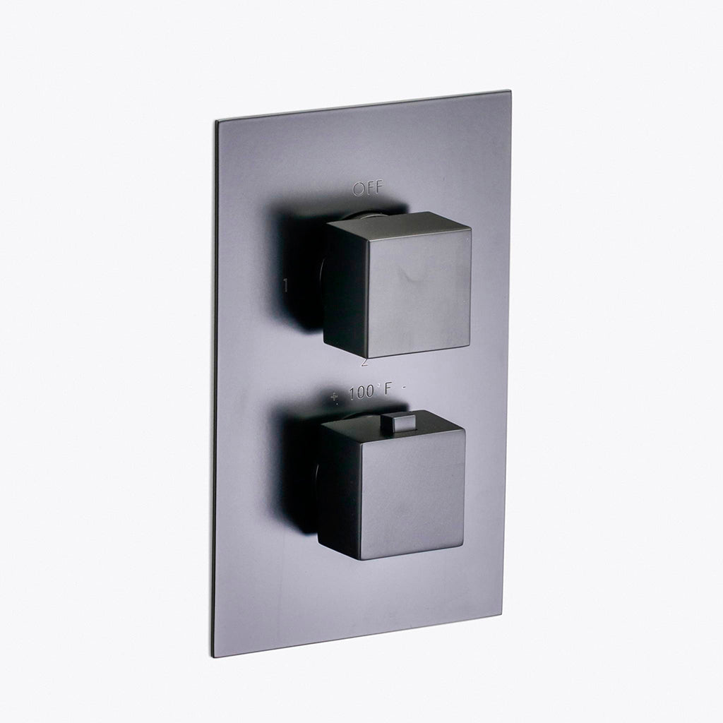 Devon 3 Way Thermostatic Complete Shower Set - Wall Mount - 12" Brass/Matt Black