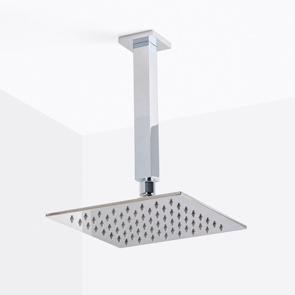 Devon 2 Way Pressure Balance Complete Shower Set - Ceiling Mount - 8" Brass/Polished Chrome