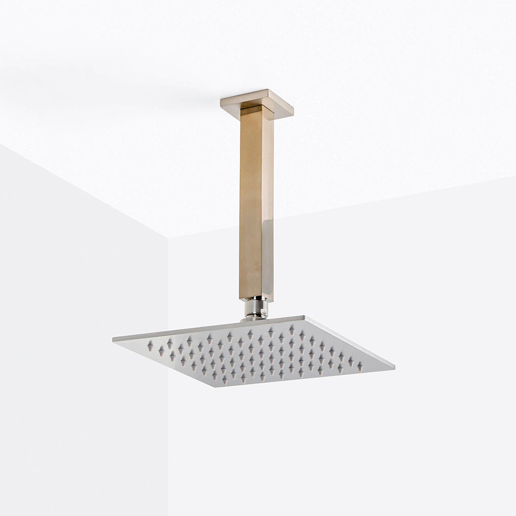 Devon 2 Way Pressure Balance Complete Shower Set - Ceiling Mount - 8" Brass/Brushed Nickel