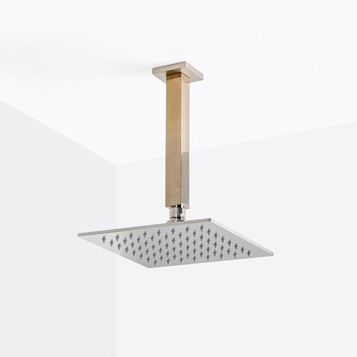 Devon 2 Way Pressure Balance Complete Shower Set - Ceiling Mount - 8" Brass/Brushed Nickel