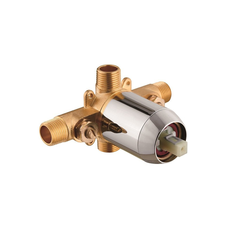 Metro 1-Way Pressure Balance Trim Complete Shower Set - Wall Mount - 8" Brass/Polished Chrome