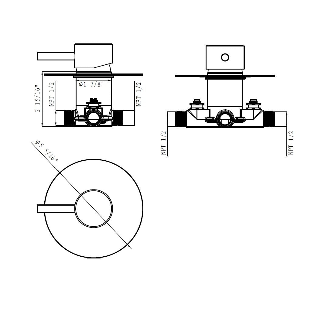 Metro 1-Way Pressure Balance Trim Complete Shower Set - Wall Mount - 8" Brass/Brushed Nickel