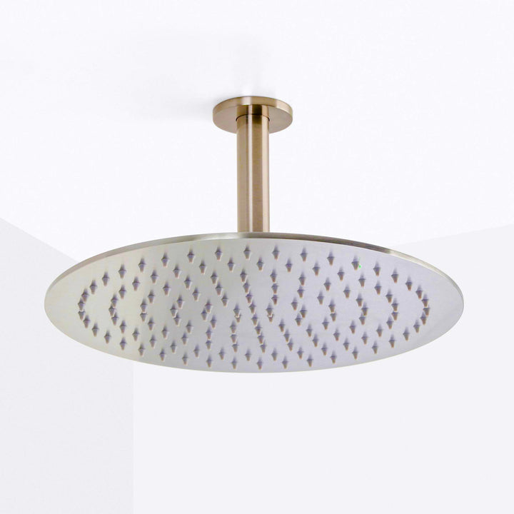 Metro 2-3 Way Thermostatic Trim Complete Shower Set - Ceiling Mount - 12" Brass/Polished Nickel