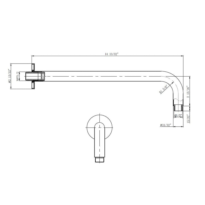 Metro 2-3 Way Thermostatic Trim Complete Shower Set - Wall Mount - 12" Brass/Polished Nickel
