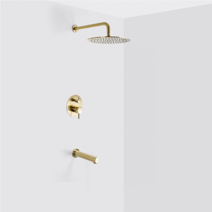Metro 2-Way Pressure Balance Trim Complete Shower Set - Wall Mount - 12" Brass/Satin Brass