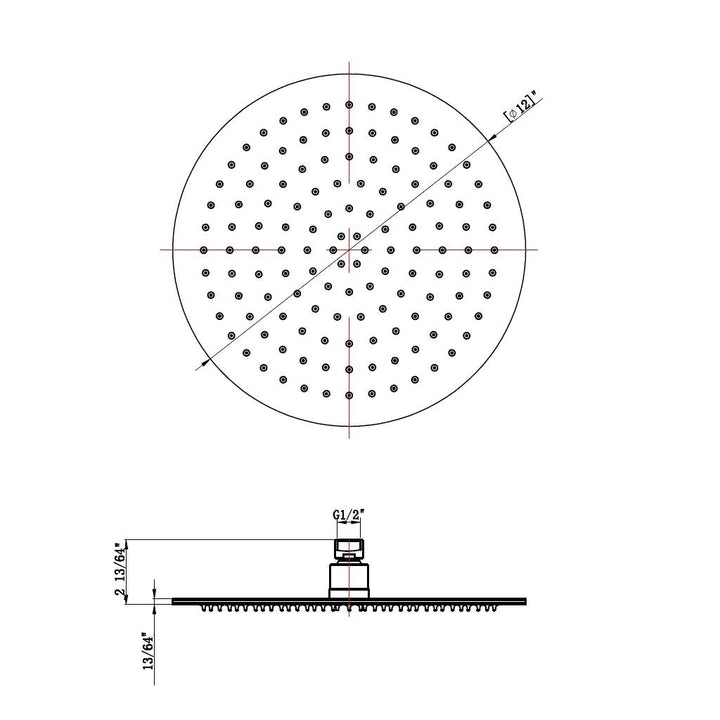 Metro 2-Way Pressure Balance Trim Complete Shower Set - Wall Mount - 12" Brass/Brushed Nickel