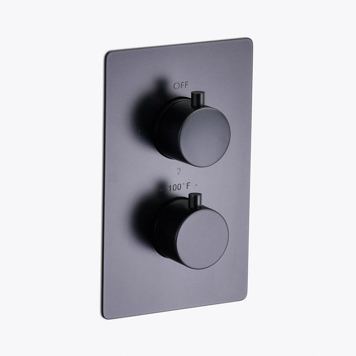Metro 2 Way Thermostatic Complete Shower Set - Ceiling Mount - 16" Brass/Matt Black