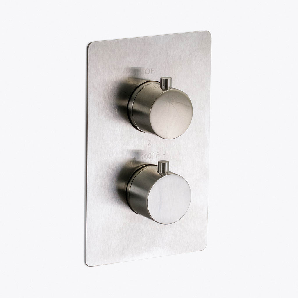 Metro 2 Way Thermostatic Complete Shower Set - Ceiling Mount - 16" Brass/Brushed Nickel