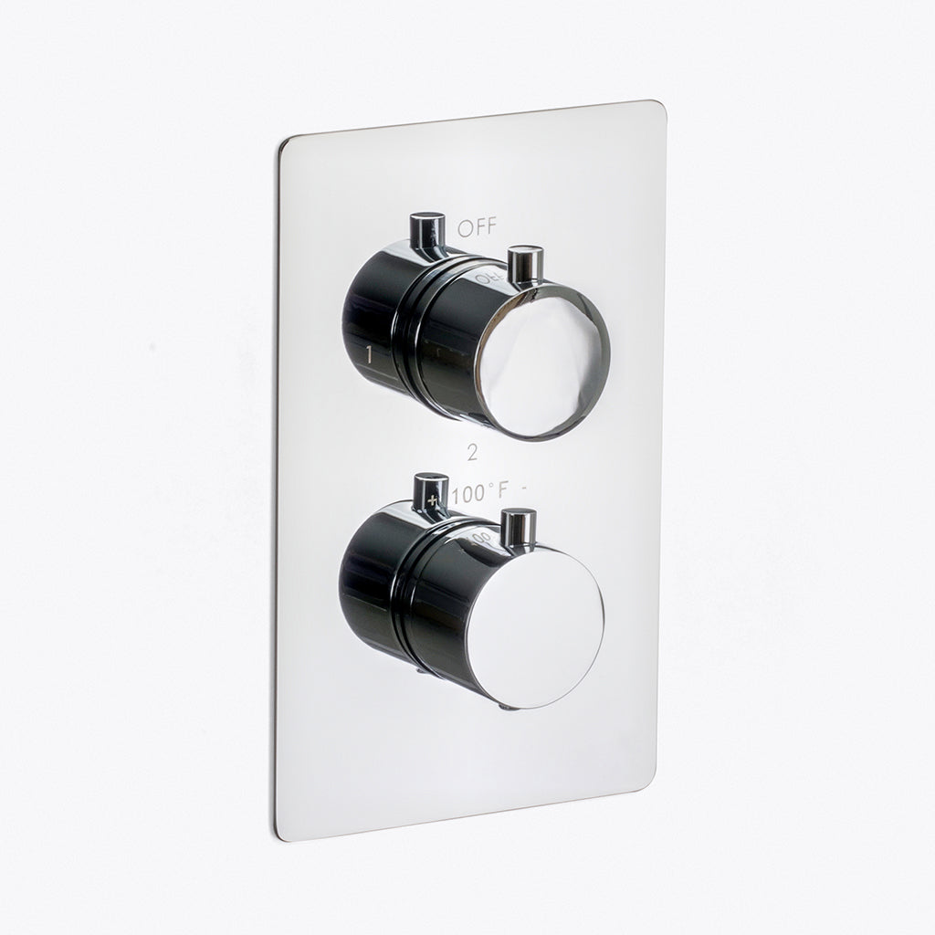 Metro 3 Way Thermostatic Complete Shower Set - Ceiling Mount - 12" Brass/Polished Chrome