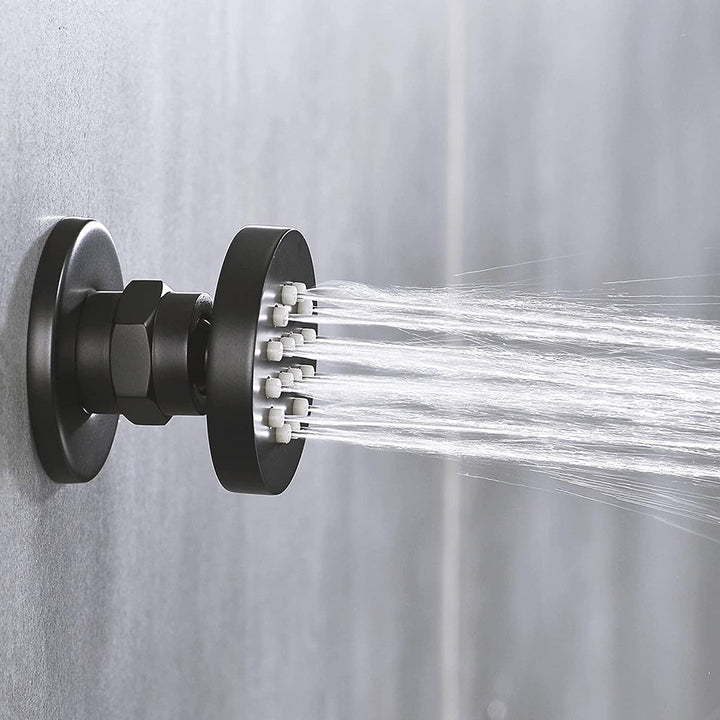 Metro 3 Way Thermostatic Complete Shower Set - Ceiling Mount - 16" Brass/Matt Black