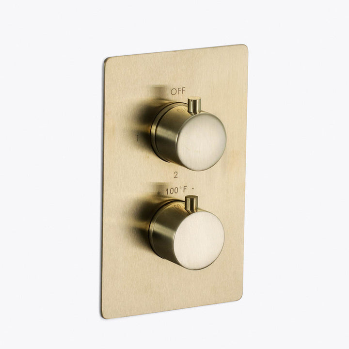 Metro 3 Way Thermostatic Complete Shower Set - Ceiling Mount - 16" Brass/Satin Brass
