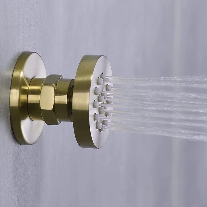 Metro 3 Way Thermostatic Complete Shower Set - Ceiling Mount - 16" Brass/Satin Brass