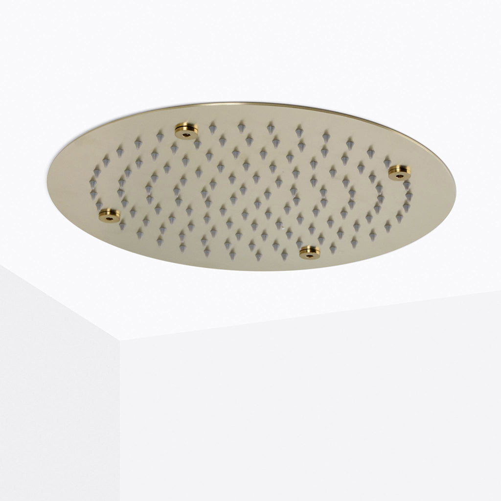 Metro 3 Way Thermostatic Complete Shower Set - Ceiling Mount - 12" Brass/Satin Brass