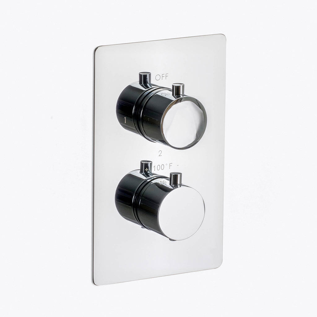 Metro 3 Way Thermostatic Complete Shower Set - Ceiling Mount - 12" Brass/Polished Chrome