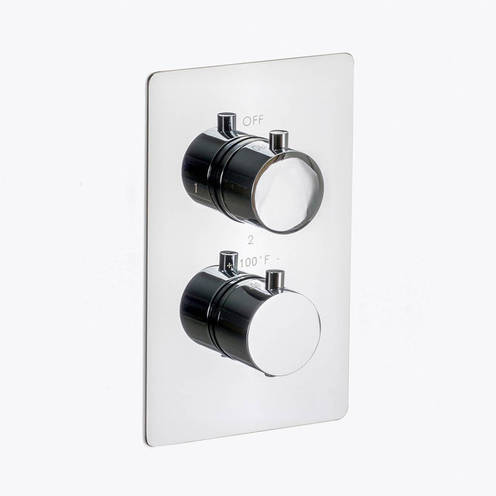 Metro 3 Way Thermostatic Complete Shower Set - Ceiling Mount - 12" Brass/Polished Chrome