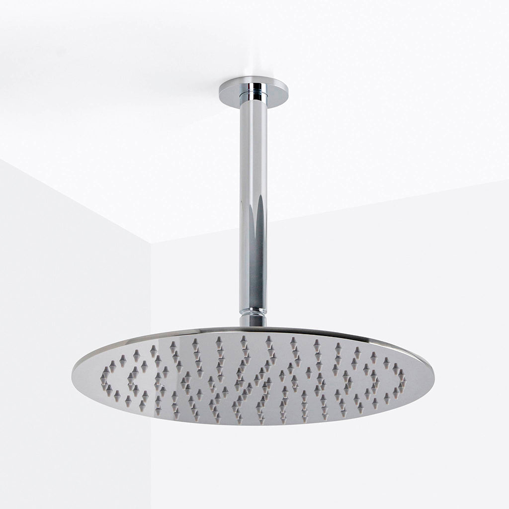 Metro 3 Way Thermostatic Complete Shower Set: 12" Ceiling &amp; 4" Wall Mount Shower Heads with Handheld - Brass/Polished Chrome