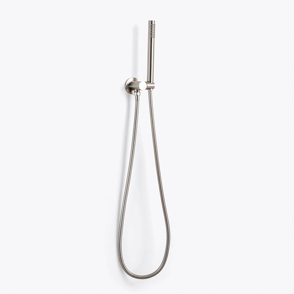 Metro 3 Way Thermostatic Complete Shower Set: 12" Ceiling &amp; 4" Wall Mount Shower Heads with Handheld - Brass/Brushed Nickel