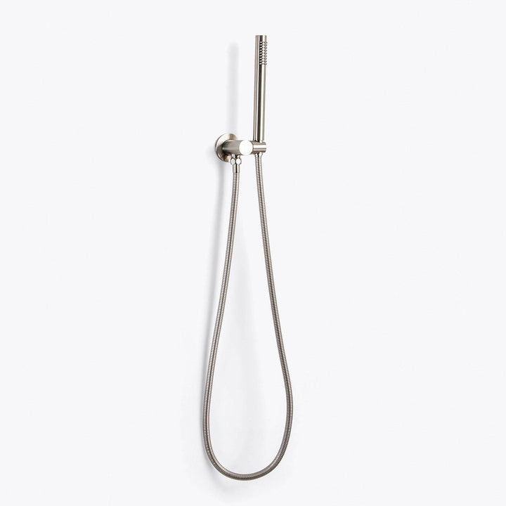 Metro 3 Way Thermostatic Complete Shower Set: 12" Ceiling &amp; 4" Wall Mount Shower Heads with Handheld - Brass/Brushed Nickel