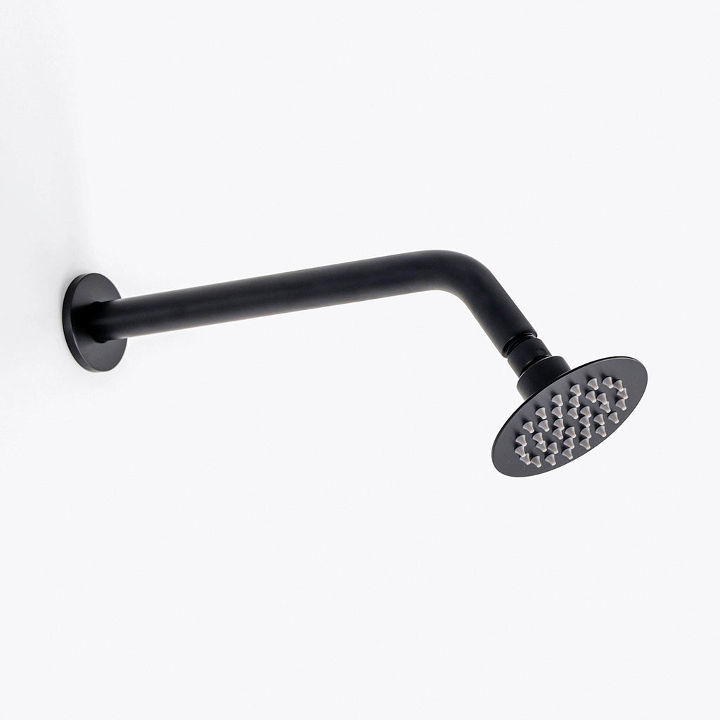 Metro 3 Way Thermostatic Complete Shower Set: 12" Ceiling &amp; 4" Wall Mount Shower Heads with Handheld - Brass/Matt Black
