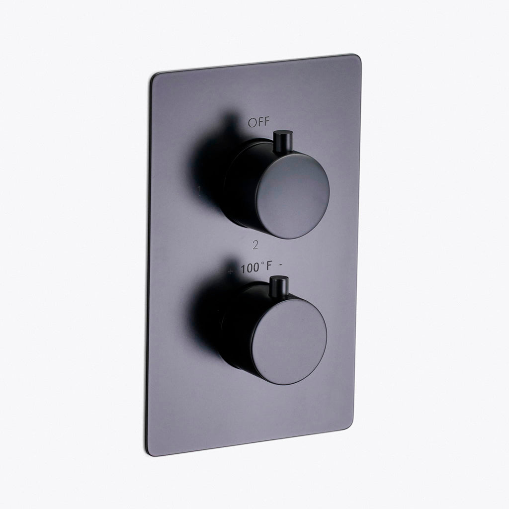 Metro 3 Way Thermostatic Complete Shower Set - Wall Mount - 12" Brass/Matt Black