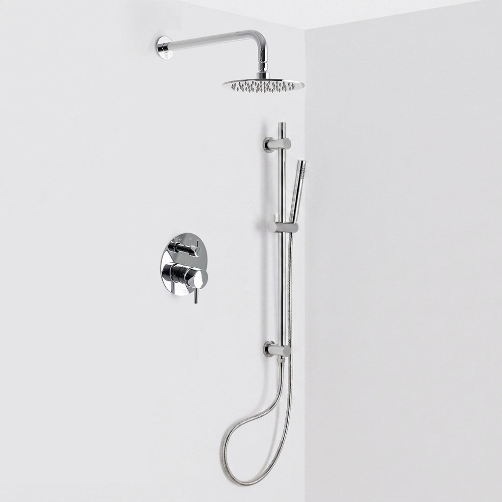 Metro 2 Way Pressure Balance Complete Shower Set - Wall Mount - 8" Brass/Polished Chrome