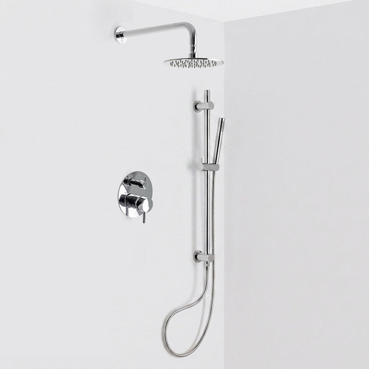 Metro 2 Way Pressure Balance Complete Shower Set - Wall Mount - 8" Brass/Polished Chrome