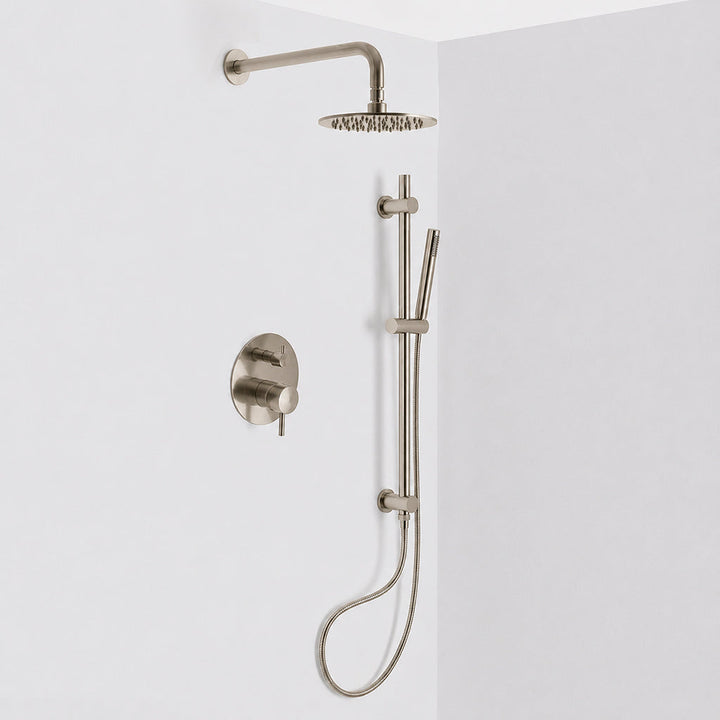 Metro 2 Way Pressure Balance Complete Shower Set - Wall Mount - 8" Brass/Brushed Nickel