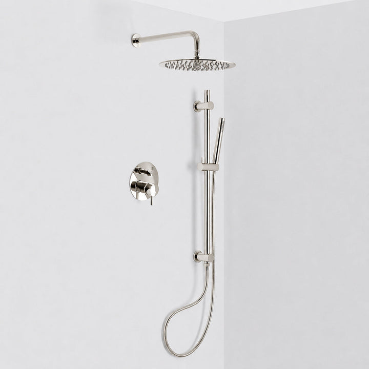 Metro 2 Way Pressure Balance Complete Shower Set - Wall Mount - 12" Brass/Polished Nickel