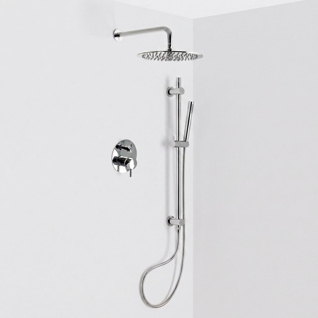Metro 2 Way Pressure Balance Complete Shower Set - Wall Mount - 12" Brass/Polished Chrome