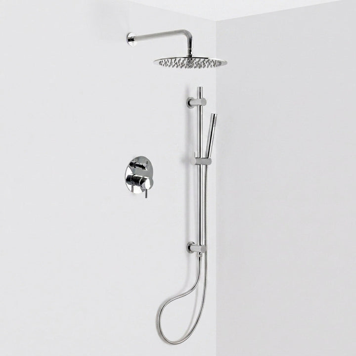 Metro 2 Way Pressure Balance Complete Shower Set - Wall Mount - 12" Brass/Polished Chrome