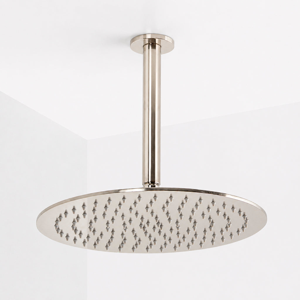 Metro 2 Way Pressure Balance Complete Shower Set - Ceiling Mount - 12" Brass/Polished Nickel