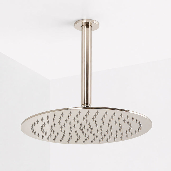 Metro 2 Way Pressure Balance Complete Shower Set - Ceiling Mount - 12" Brass/Polished Nickel
