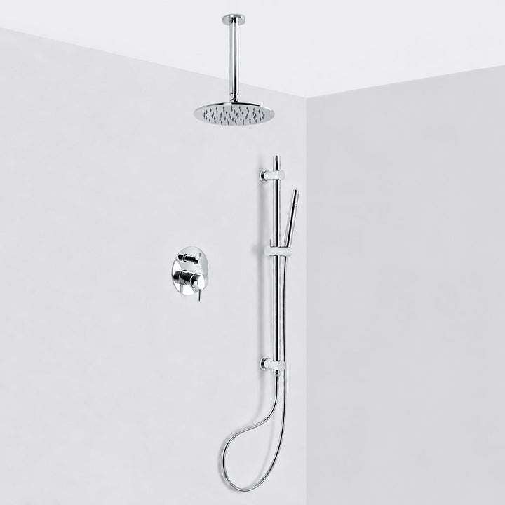 Metro 2 Way Pressure Balance Complete Shower Set - Ceiling Mount - 8" Brass/Polished Chrome