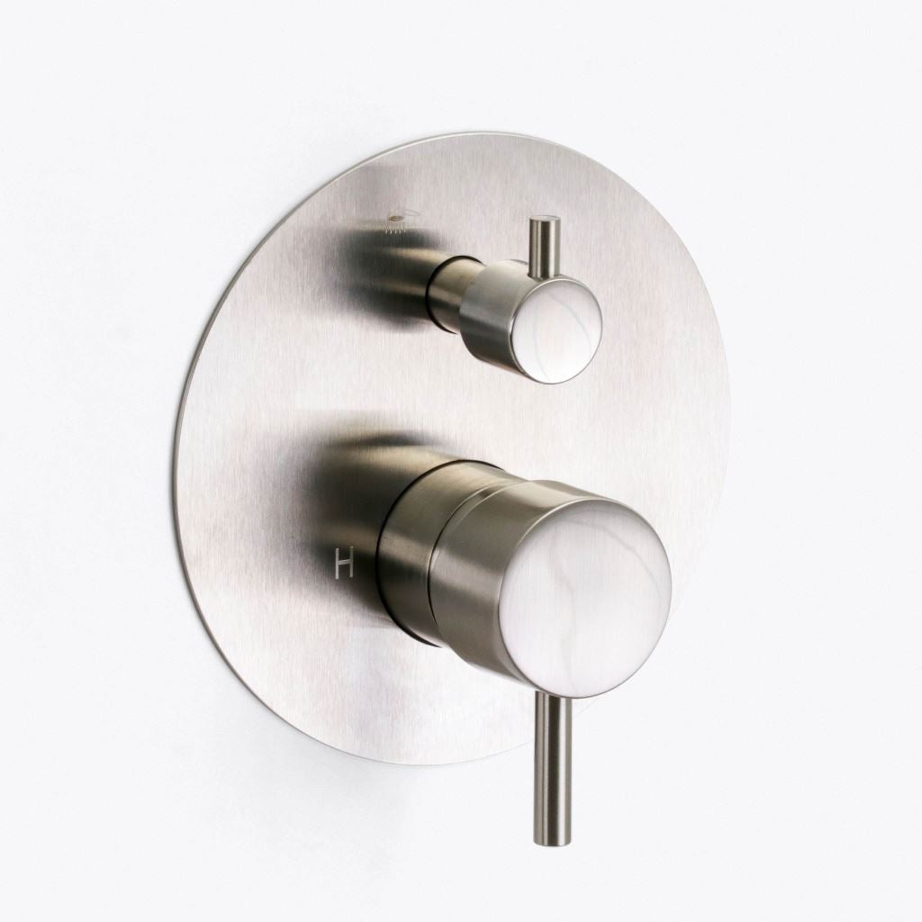 Metro 2 Way Pressure Balance Complete Shower Set - Ceiling Mount - 8" Brass/Brushed Nickel
