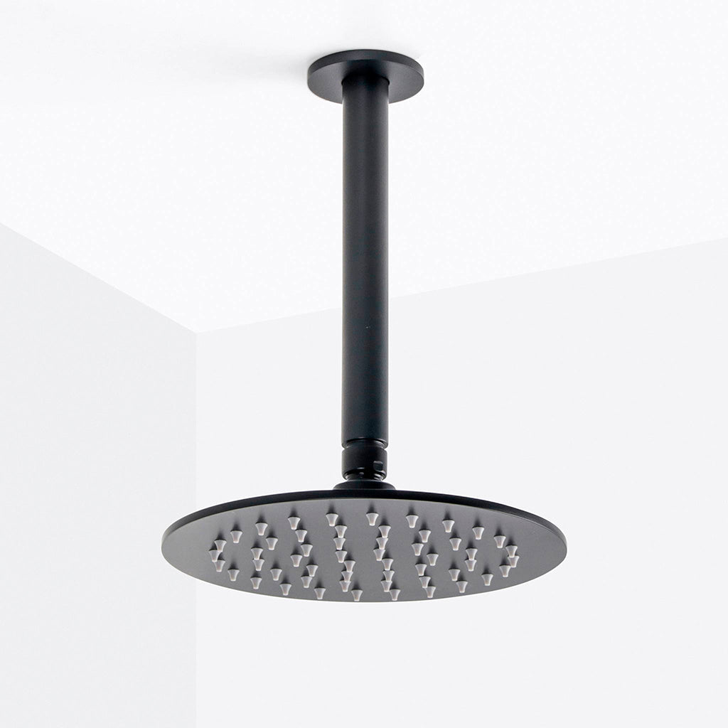Metro 2 Way Pressure Balance Complete Shower Set - Ceiling Mount - 8" Brass/Matt Black