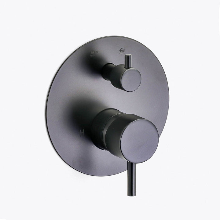 Metro 2 Way Pressure Balance Complete Shower Set - Ceiling Mount - 12" Brass/Matt Black