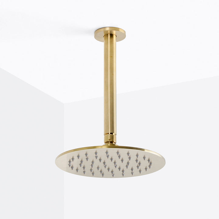 Metro 2 Way Pressure Balance Complete Shower Set - Ceiling Mount - 8" Brass/Satin Brass