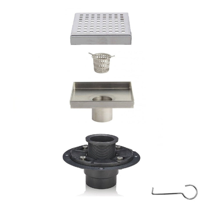 Shower Complements Grid Shower Drain - Floor Mount - 4" Stainless Steel/Matt Black