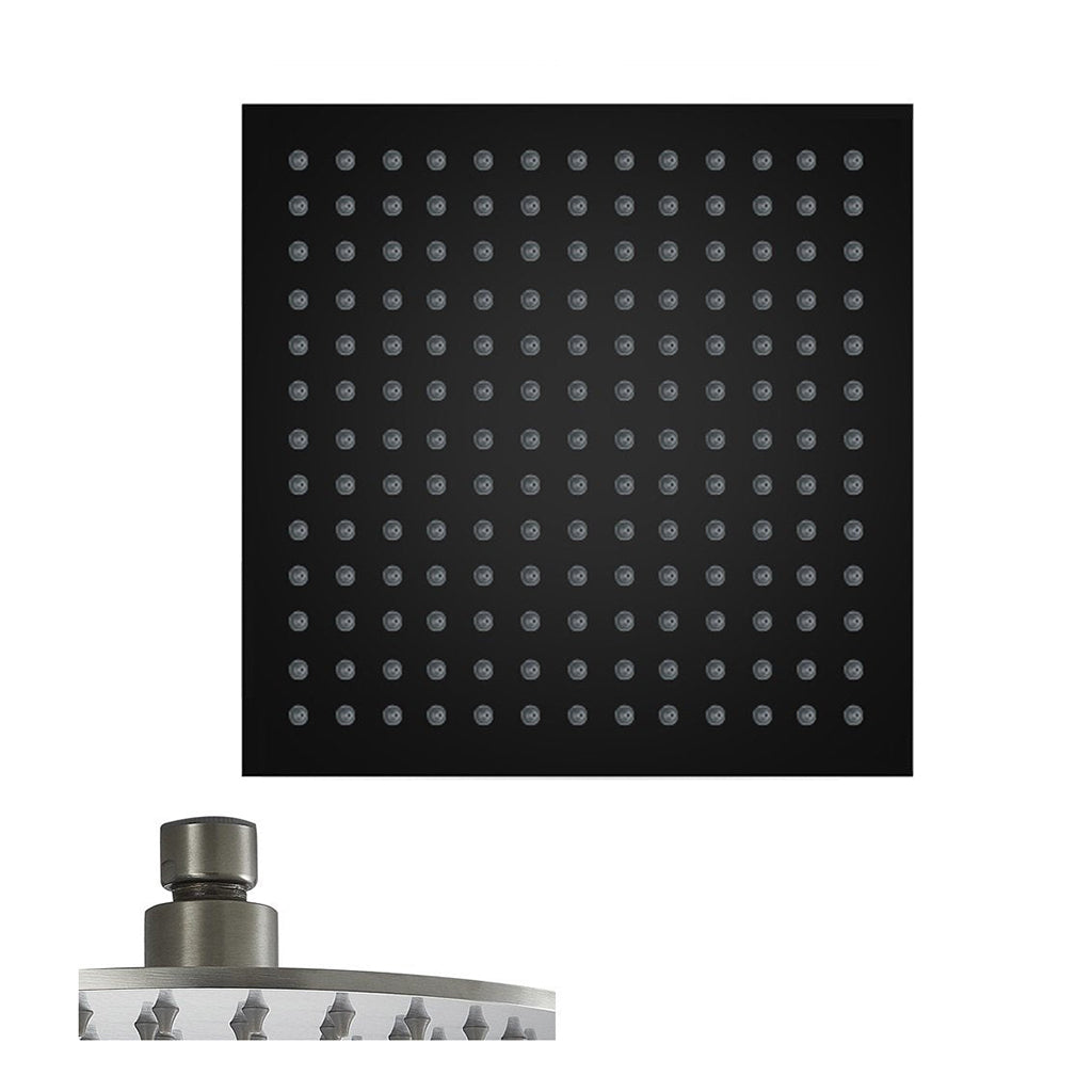 Devon Sharp Nozzles Shower Head - Wall Or Ceiling Mount - 12" Stainless Steel/Matt Black