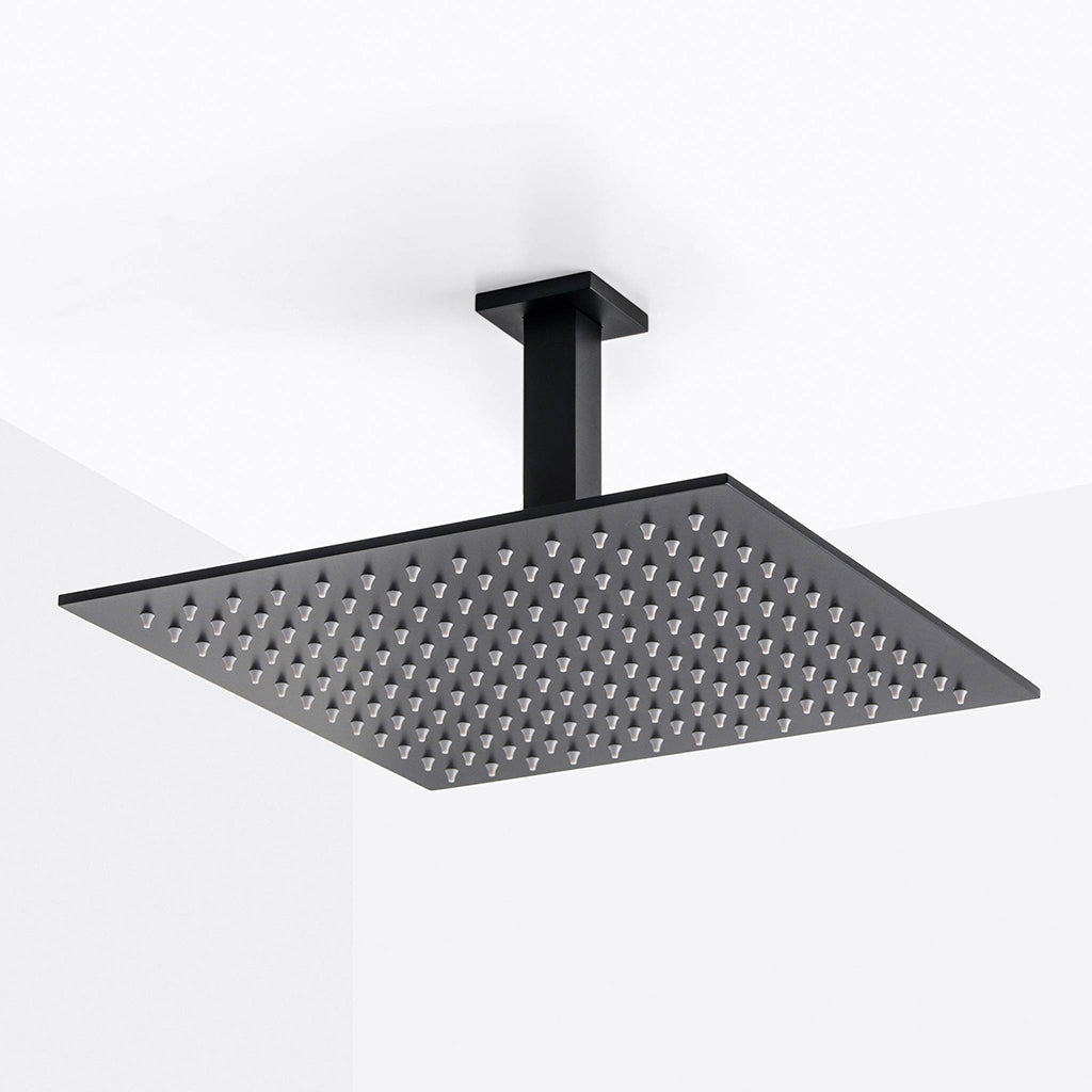 Devon Sharp Nozzles Shower Head - Wall Or Ceiling Mount - 12" Stainless Steel/Matt Black