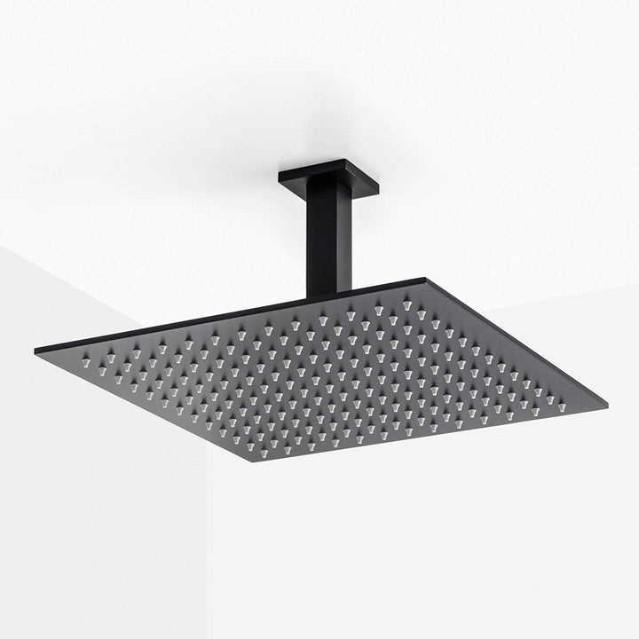 Devon Sharp Nozzles Shower Head - Wall Or Ceiling Mount - 12" Stainless Steel/Matt Black