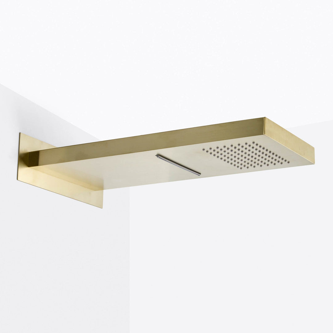 Devon Double Function Shower Head - Wall Mount - 9" Stainless Steel/Satin Brass