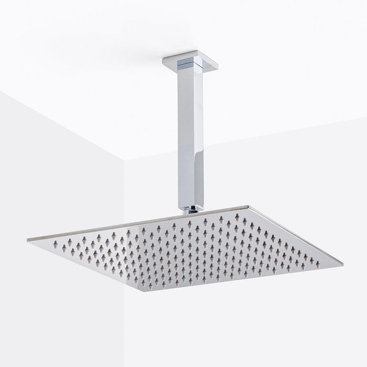 Devon Complete Square Shower Head - Ceiling Mount - 12" Brass/Polished Chrome