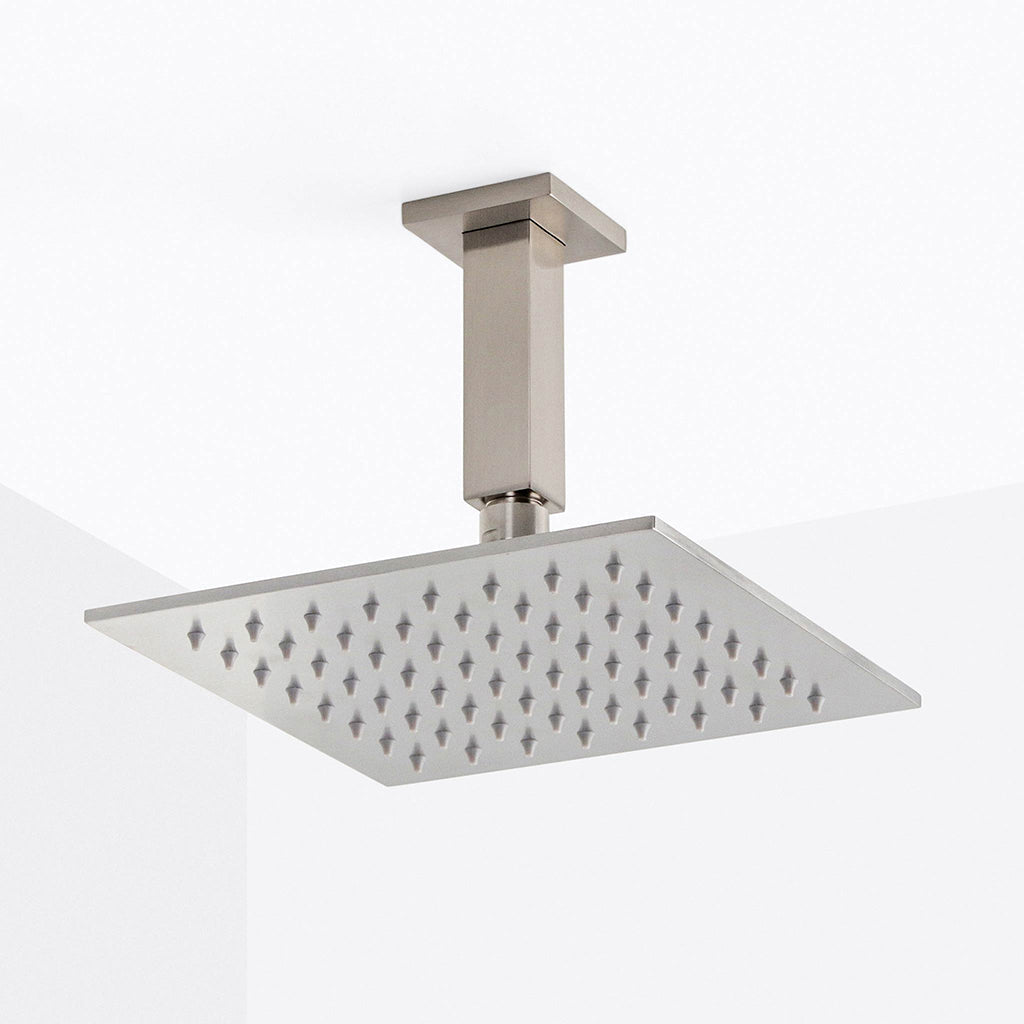 Devon Complete Square Shower Head - Ceiling Mount - 8" Brass/Brushed Nickel
