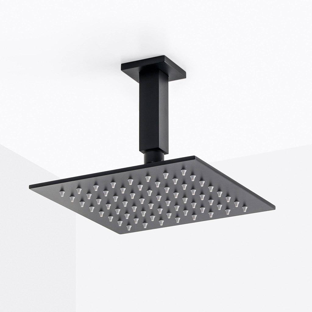 Devon Complete Square Shower Head - Ceiling Mount - 8" Brass/Matt Black